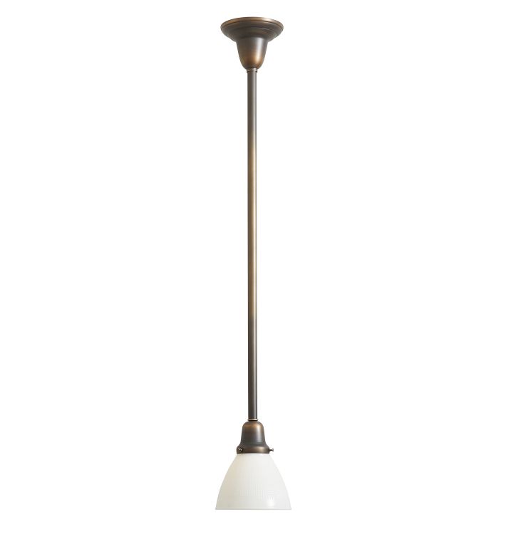 Pendant with Vintage Ridged Opaque Glass Shade