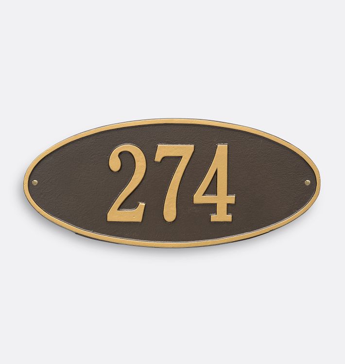 Warner Personalized Address Plaque, 1 Line - Standard Wall - Bronze/Gold