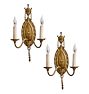 Pair of Vintage Classical Revival Double Candle Sconces