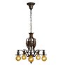 Vintage Romance Revival Bare Bulb Chandelier with Viking Ship Motif