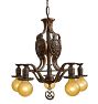 Vintage Romance Revival Bare Bulb Chandelier with Viking Ship Motif