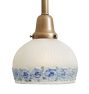 Pendant with Vintage Handpainted Floral Design on Textured Etched Glass Shade