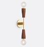 OPEN BOX Altona Barebulb Symmetrical Double Wall Sconce Aged Brass & Walnut