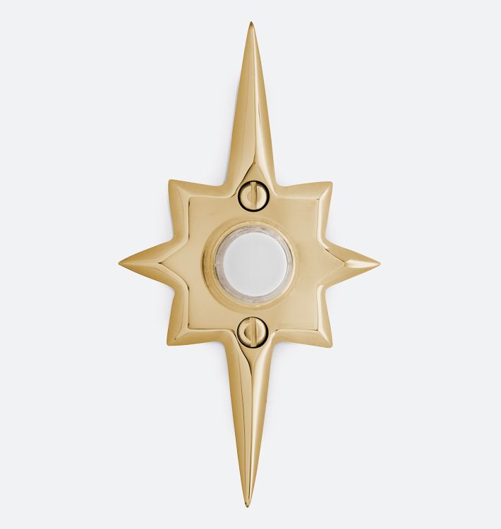 Mid-Century Star Doorbell Button, Lacquered Brass