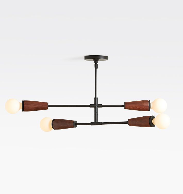 OPEN BOX: Altona Bare-Bulb Semi-Flush Mount, Oil-Rubbed Bronze - Walnut