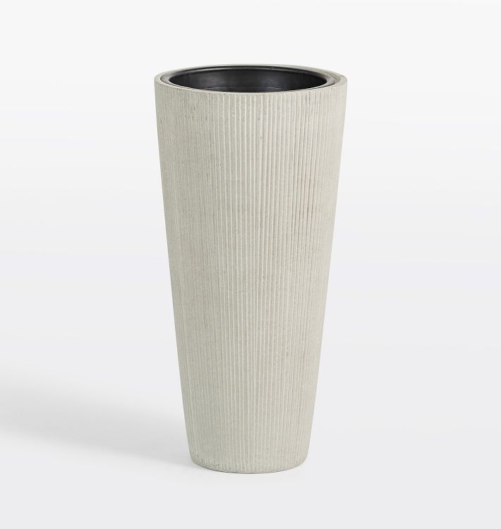 OPEN BOX: Modern Textured Cylinder Planter, Large, Cement