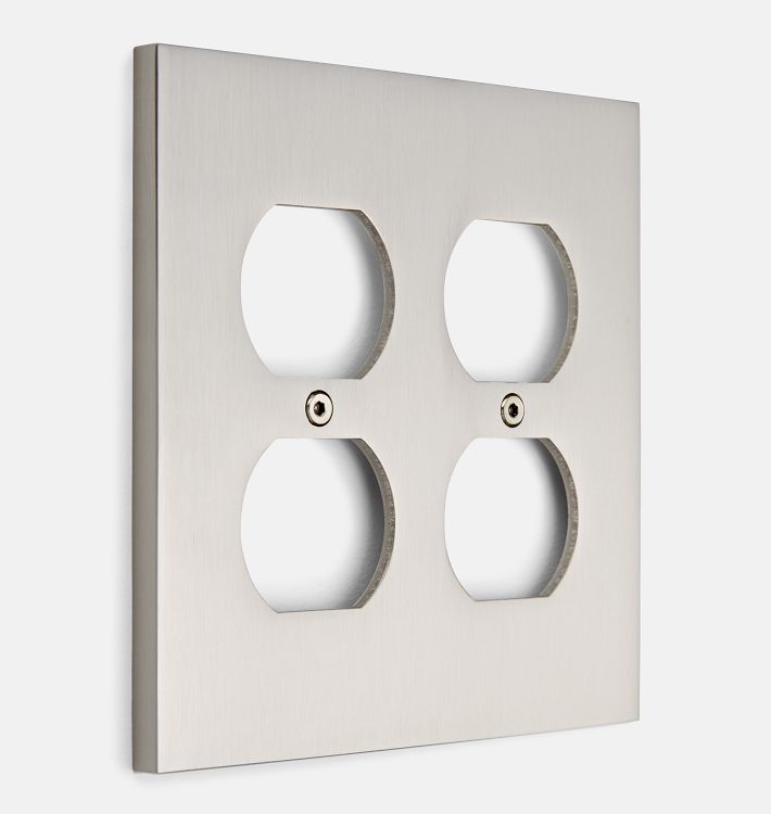 Fenton Double Duplex Switchplate, Brushed Nickel