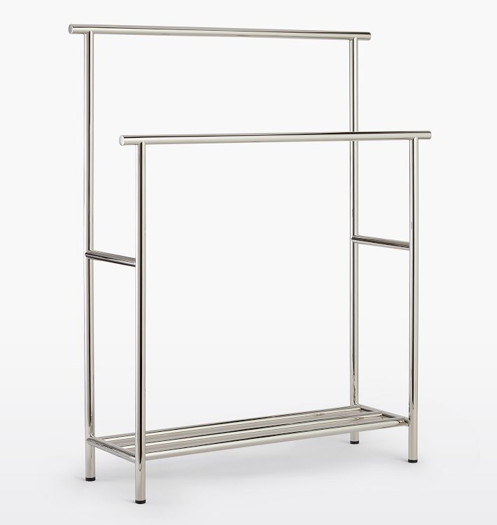 OPEN BOX: Riley Standing Towel Rack, Polished Nickel