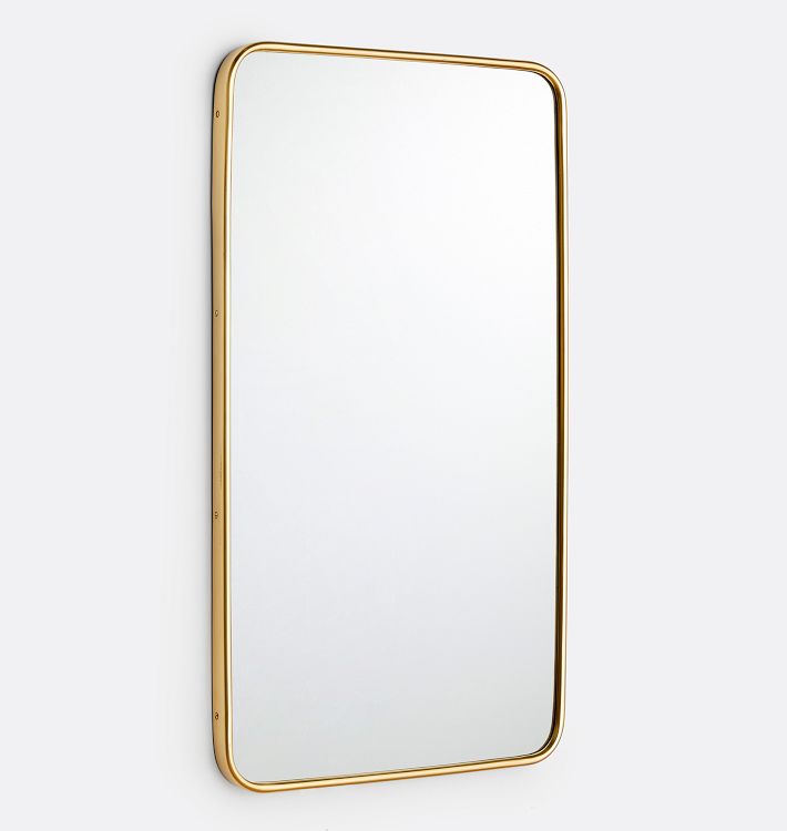 OPEN BOX: Rounded Rectangle Metal Framed Mirror, 20" x 36" - Aged Brass