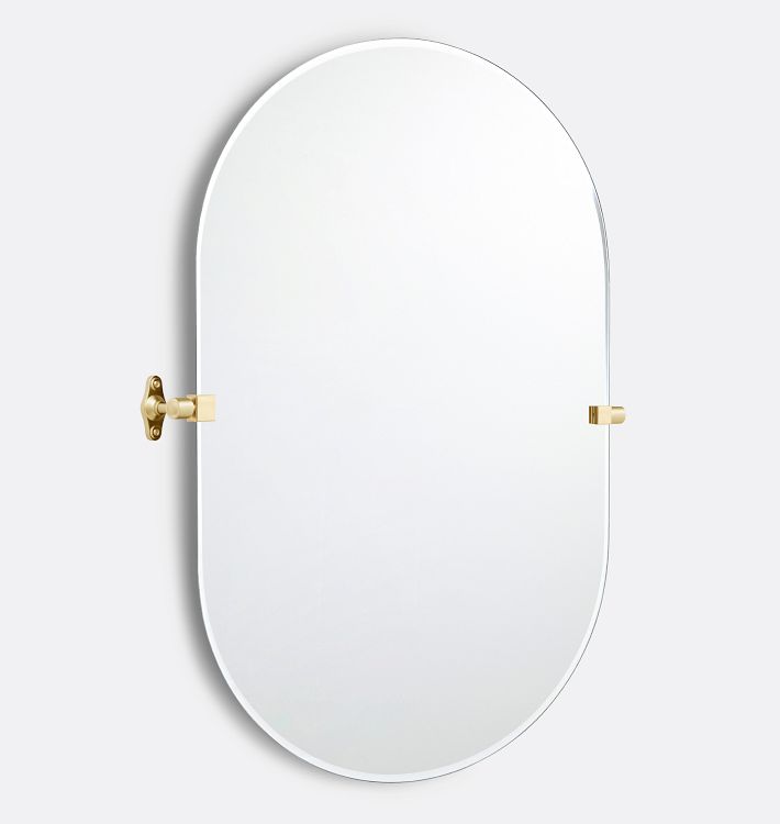 Tolson Frameless Pill Pivot Mirror, 22" x 36" - Aged Brass