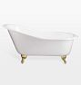 Griffin Cast Iron Clawfoot Slipper Tub - Undrilled - Polished Brass Feet