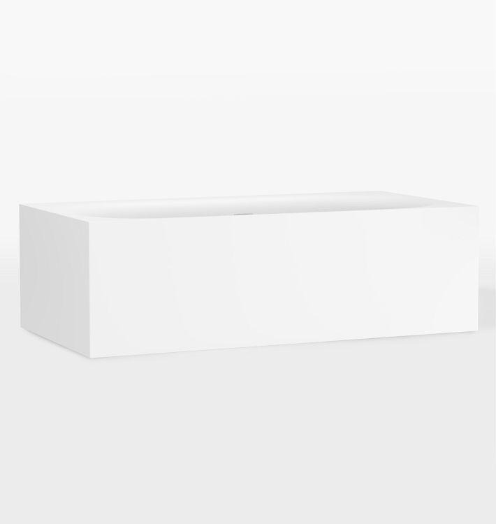 Aquagrande Solid Surface Matte White Bathtub, 180 Degree Drain Shoe