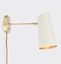 OPEN BOX Cypress Medium Sconce Plug-In - Brushed Satin Brass with Satin White Shade
