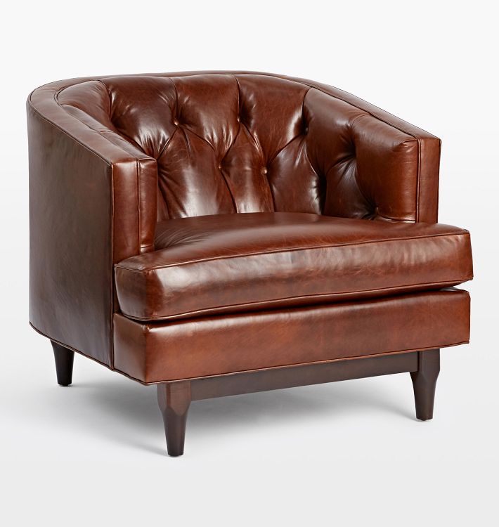OPEN BOX: Monrowe Leather Chair, Mont Blanc Leather Bourbon