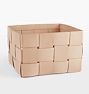 OPEN BOX: Woven Leather Basket, 12" x 12" x 8" - Natural