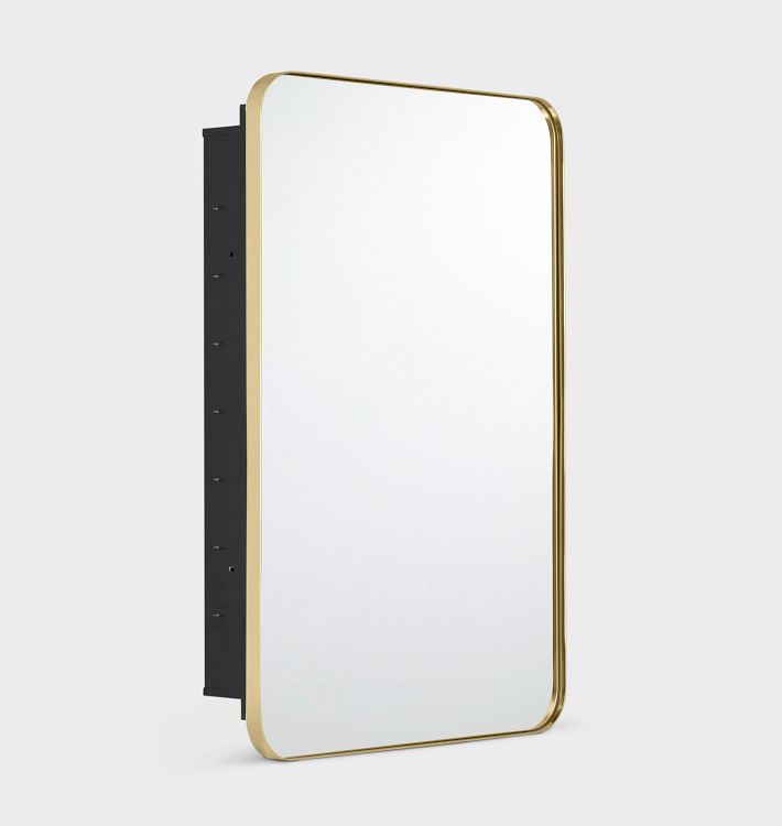 Open Box: Oliver Inset Mount Medicine Cabinet, Aged Brass