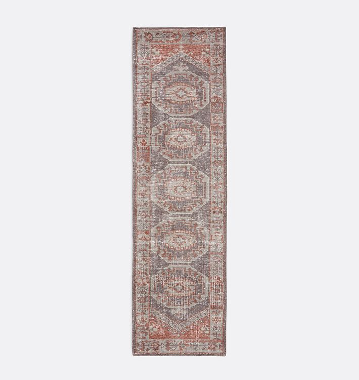 OPEN BOX: Halena Indoor/Outdoor Hand-Knotted Rug, 2-1/2' x 9' - Rosewood & Gunmetal