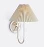 Crissey Sconce, Polished Nickel - White Fabric Pleated Slope-Shade