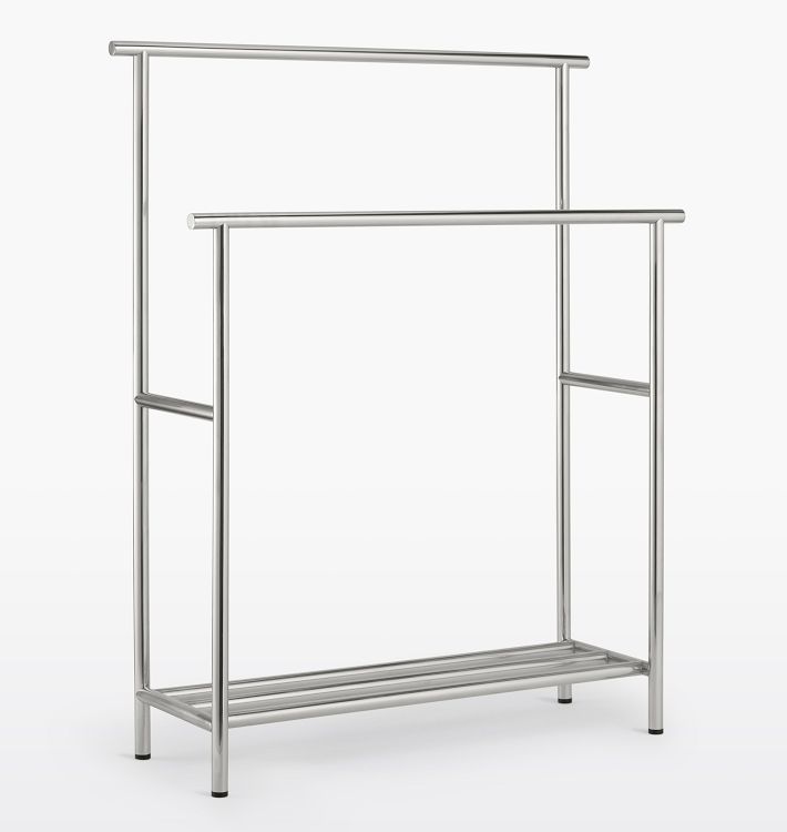 OPEN BOX: Riley Standing Towel Rack, Brushed Nickel