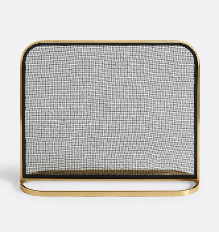 OPEN BOX: Colby Modern Fireplace Screen, Aged Brass