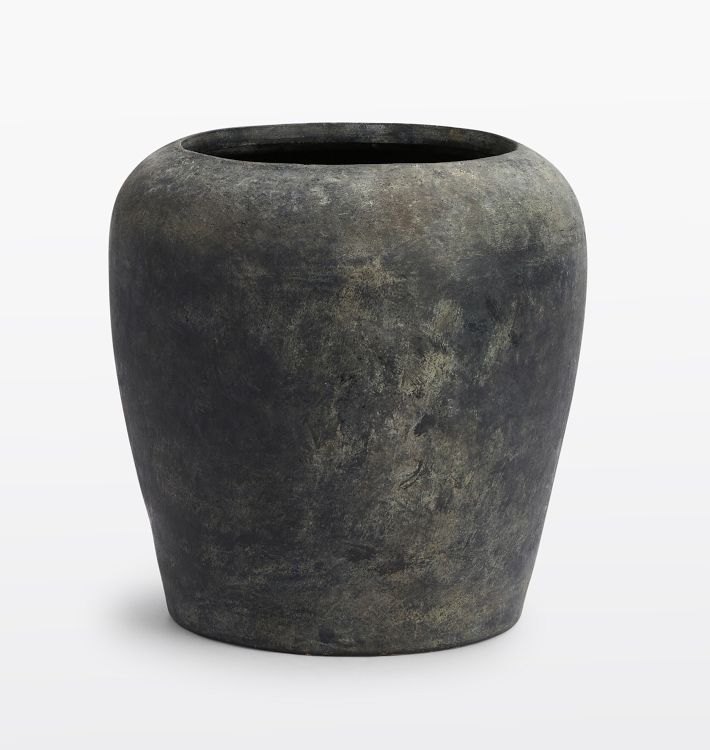OPEN BOX: Lyre Terracotta Planter, 14" x 14-1/4" - Rustic Black