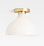 FOLK Abigial 10" Soft Cone Glass Semi-Flush Mount, Aged Brass