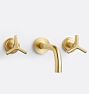 Blair Cross Handle Wall Mount Faucet, Aged Brass