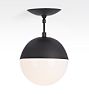 Palo Alto Semi-Flush Mount, Oil-Rubbed Bronze - 8" White Globe Shade