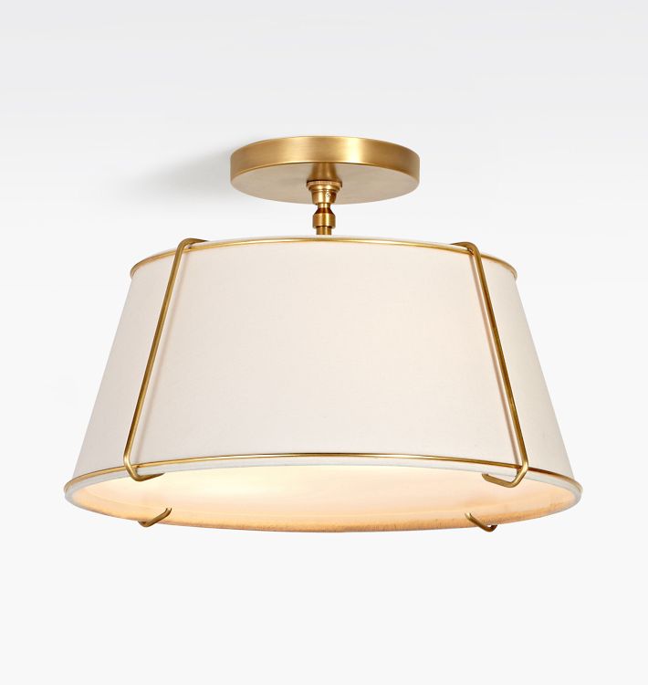Conical 16" Semi-Flush Mount, Aged Brass - White Shade