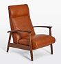 OPEN BOX Glenn Walnut Leather Recliner Chair, Pure Saddle