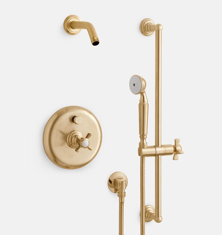Rollins Pressure Balanced Shower Set With Handshower, Aged Brass
