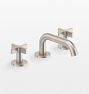 Cayucos Short Spout Cross Handle Widespread Bathroom Faucet, Brushed Nickel