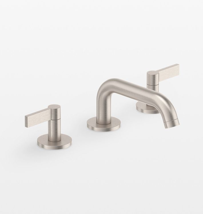 Cayucos Short Spout Lever Handle Widespread Bathroom Faucet , Brushed Nickel
