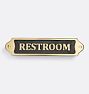 Restroom Sign, Aged Brass