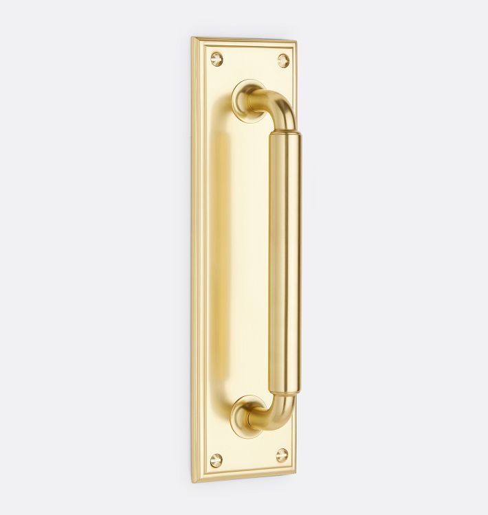 Lachlan Push Plate with Handle, Aged Brass