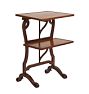 Vintage English Wood Side Table with Foldable Shelfs and Banded Inlay circa 19th Century