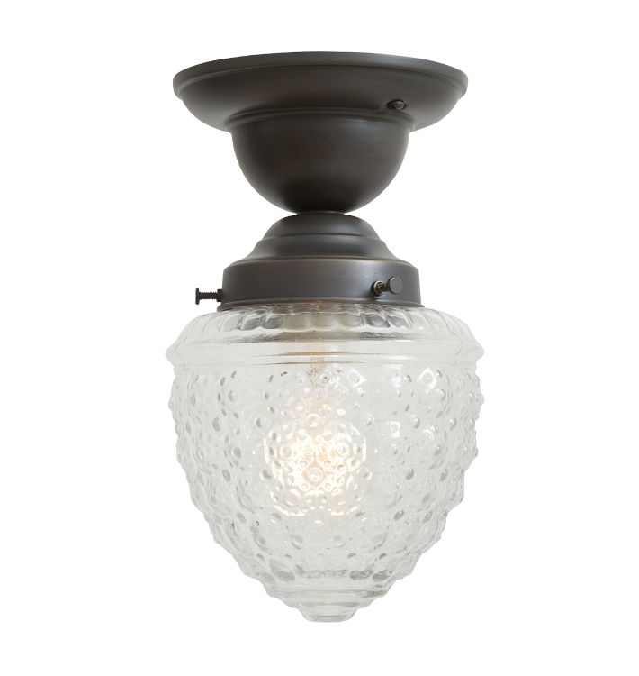 Semi Flush Mount with Vintage Clear Glass Teardrop Shade with Embossed Organic Texture