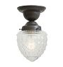 Semi Flush Mount with Vintage Clear Glass Teardrop Shade with Embossed Organic Texture