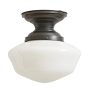 Vintage Worn Semi Flush Mount Traditional w Opal Glass Shade