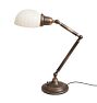 Vintage Desk Lamp Task Style with Articulating Joints and Glass Clamshell Shade