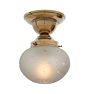 Semi Flush Mount with Vintage Squat Globe Frosted Glass Shade with Wheel Cut Designs