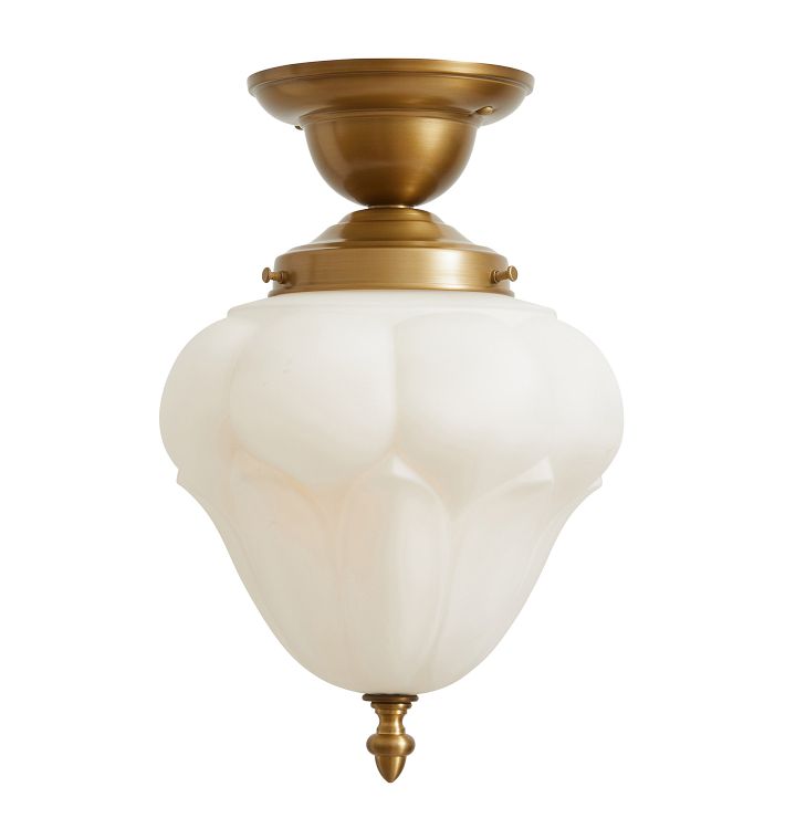 Statement Semi Flush Mount with Vintage Acorn Glass Shade and Finial