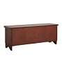 Rustic and Spacious Vintage Storage Bench with Worn Red Paint