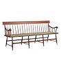 Gorgeous Vintage Carved Spindle Back Bench with Wide Stained Wood Seat