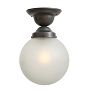 Semi Flush Mount with Vintage Schoolhouse Globe Etched Glass Shade