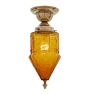 Semi Flush Mount with Vintage Unique Crackled Amber Glass Shade and Finial