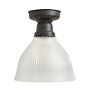 Vintage Semi Flush with Large Soft Frosted Holophane Glass Shade