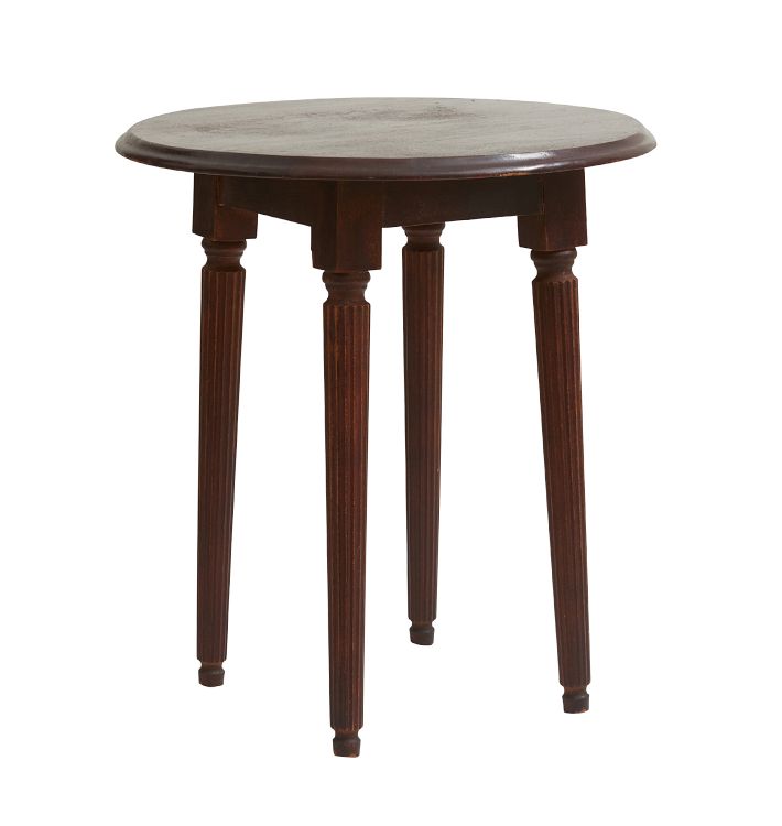Vintage Round Dark Wood Side Table with Carved Decorative Legs