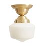 Petite Semi Flush Mount with Vintage Schoolhouse Opal Glass Shade