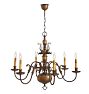 Vintage Flemish Style  6 Arm Candle Chandelier with Fish Motifs Dutch